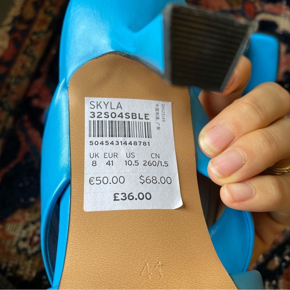 Topshop Skyla blue two strap slide sandal - Picture 4 of 11